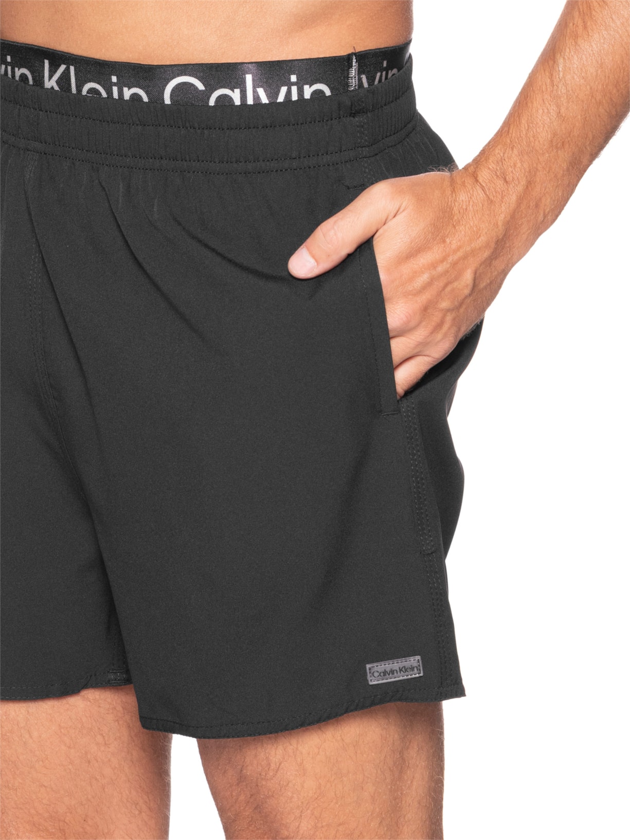 Short Masculino Swim Cós Com Elástico Preto Calvin Klein Jeans