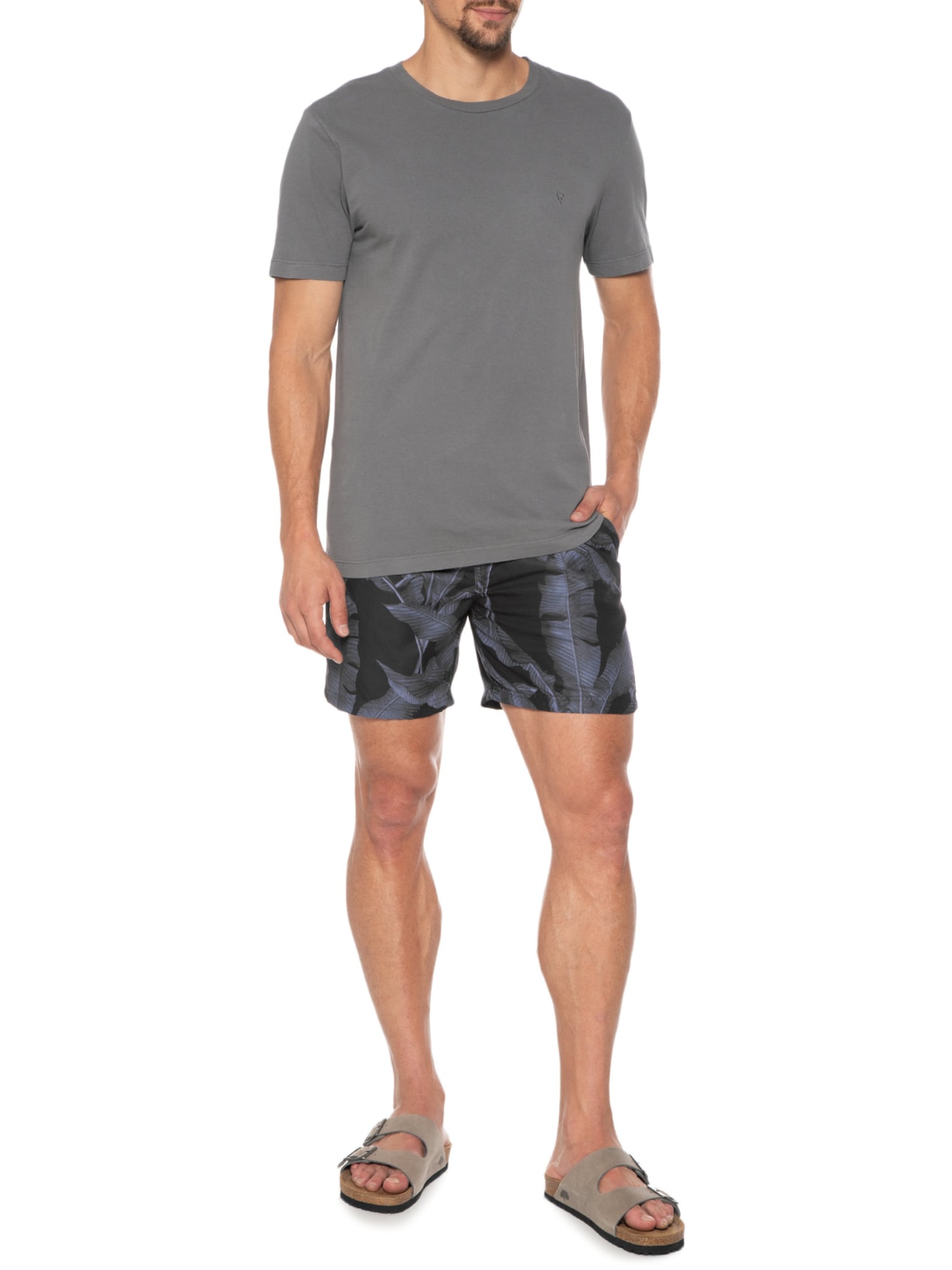 Short Masculino Swim Estampado Folhagem Preto '2 Essential