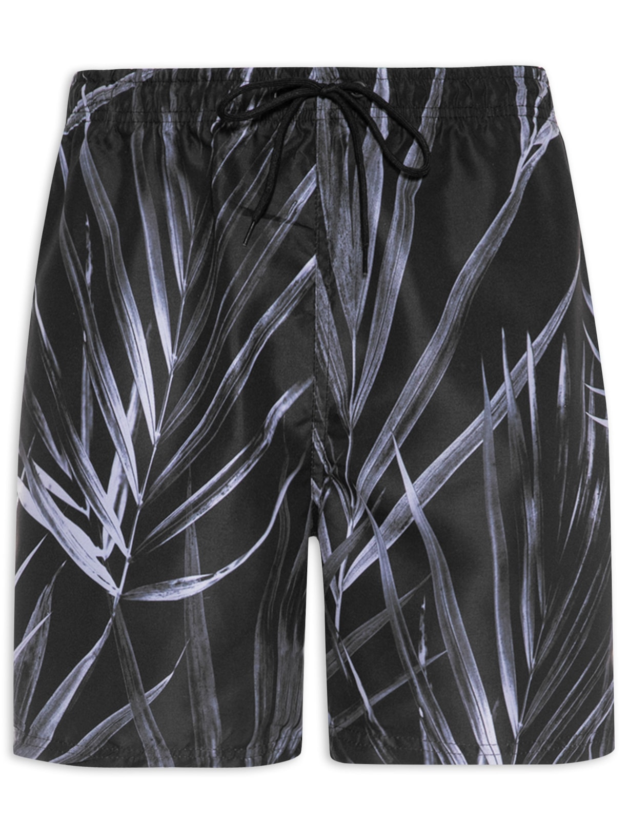 Short Masculino Swim Estampado Folhas - Preto