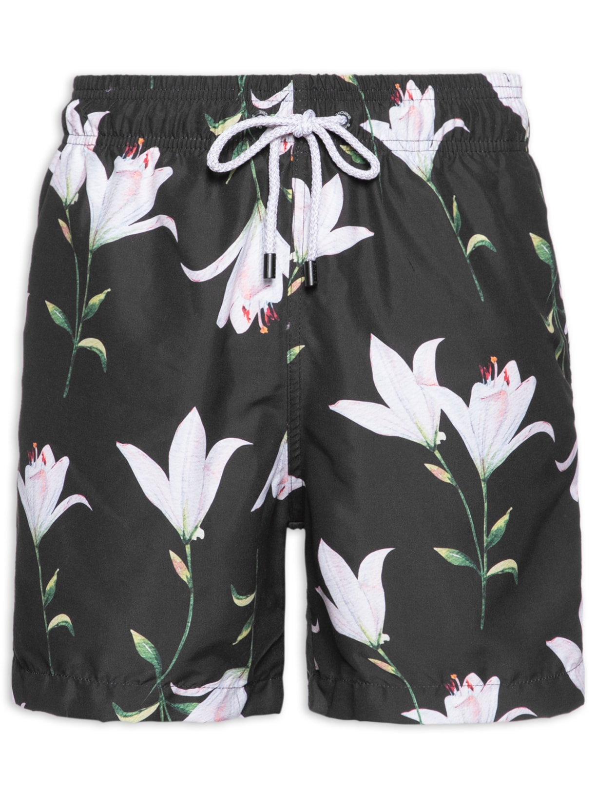 Short Masculino Swim Estampado Lírio C/ Tule - Preto