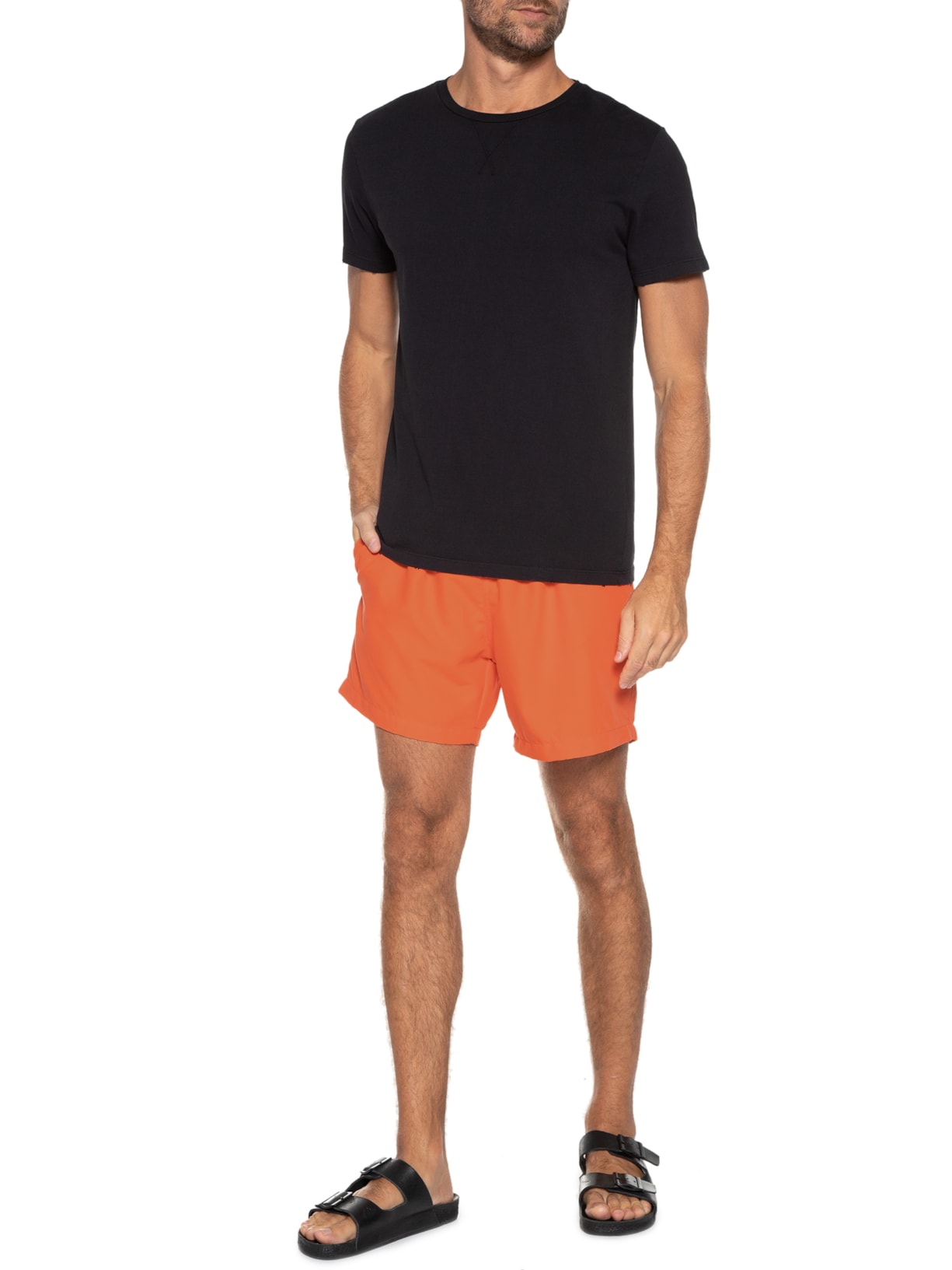 Short Masculino Swim Liso Sem Tule Laranja Barche