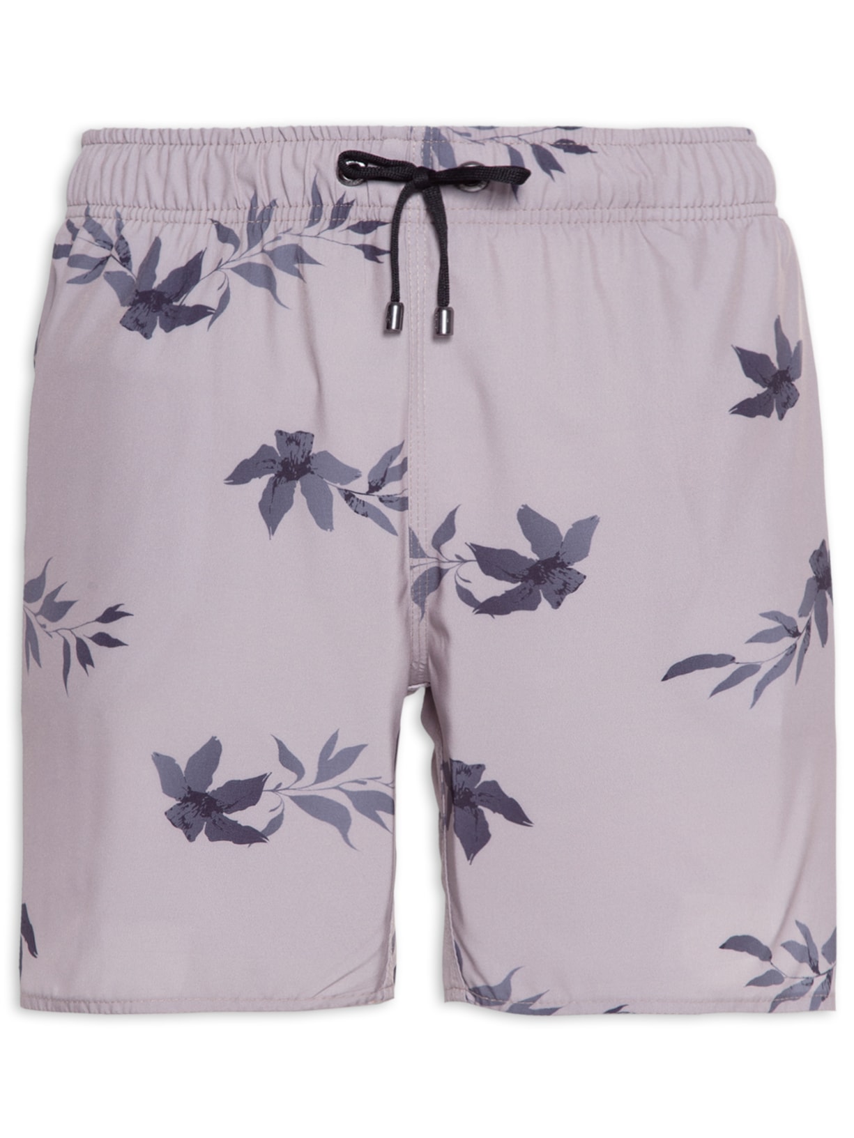 Short Masculino Tactel Beige Flowers - Bege