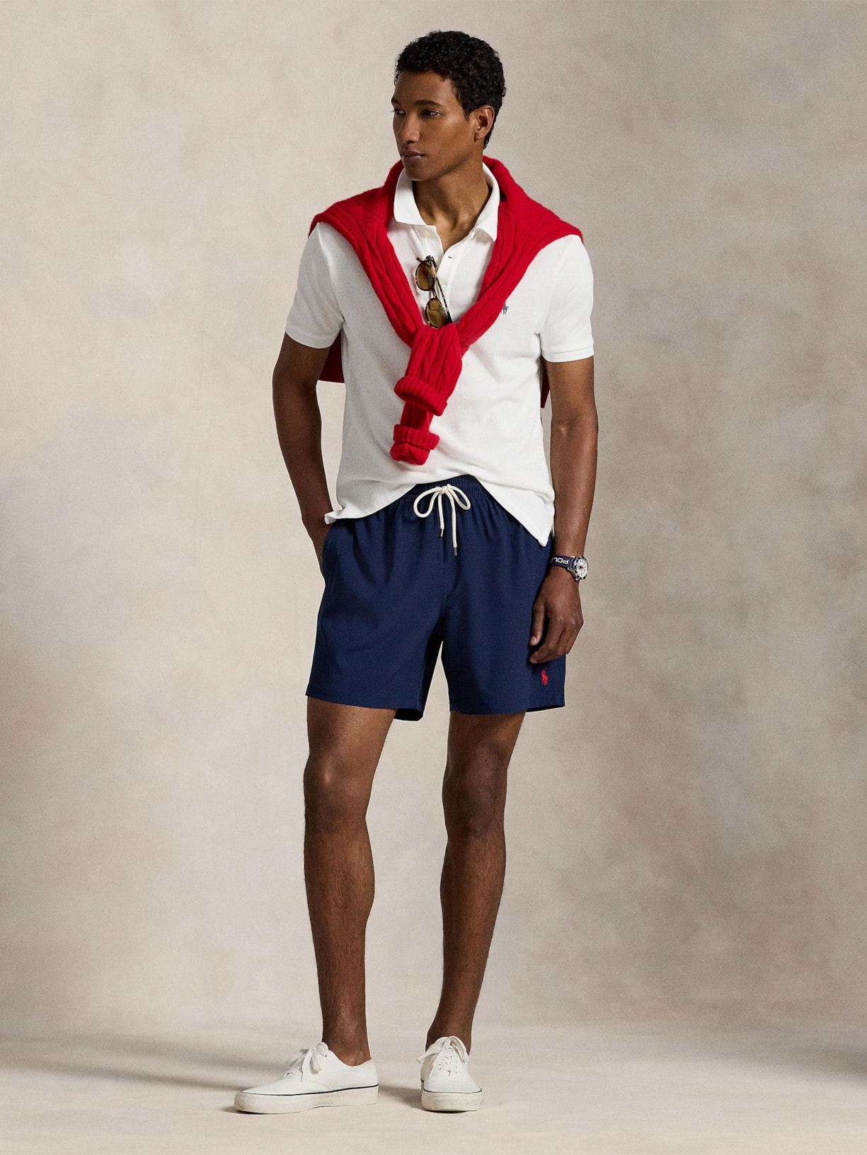 Short Masculino Traveler Mid Classic Logo Azul Polo Ralph Lauren
