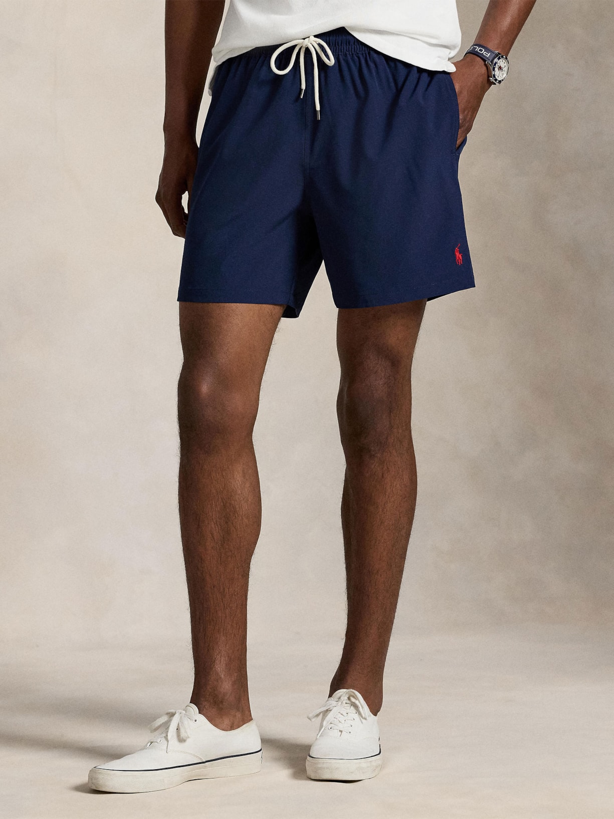 Short Masculino Traveler Mid Classic Logo Azul Polo Ralph Lauren