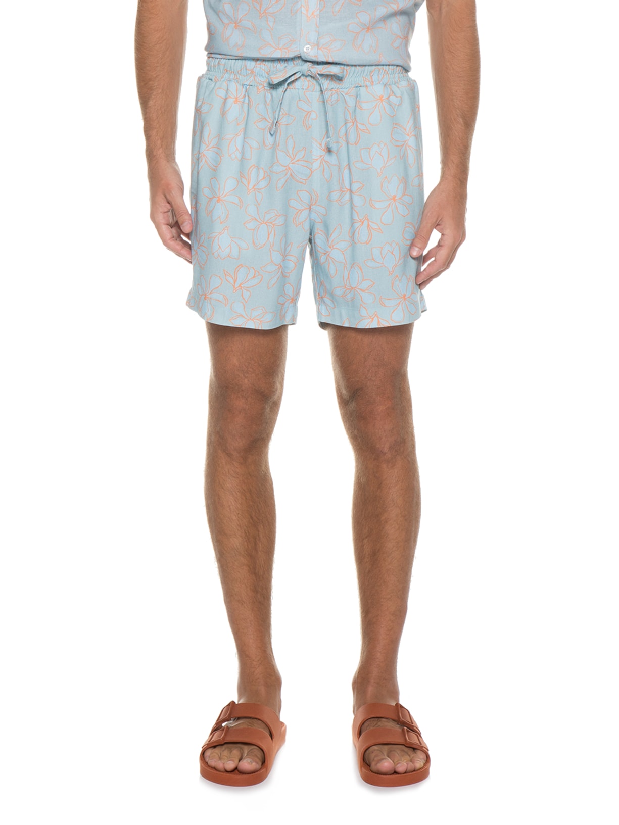 Short Masculino Viscolinho Estampado Azul Barche
