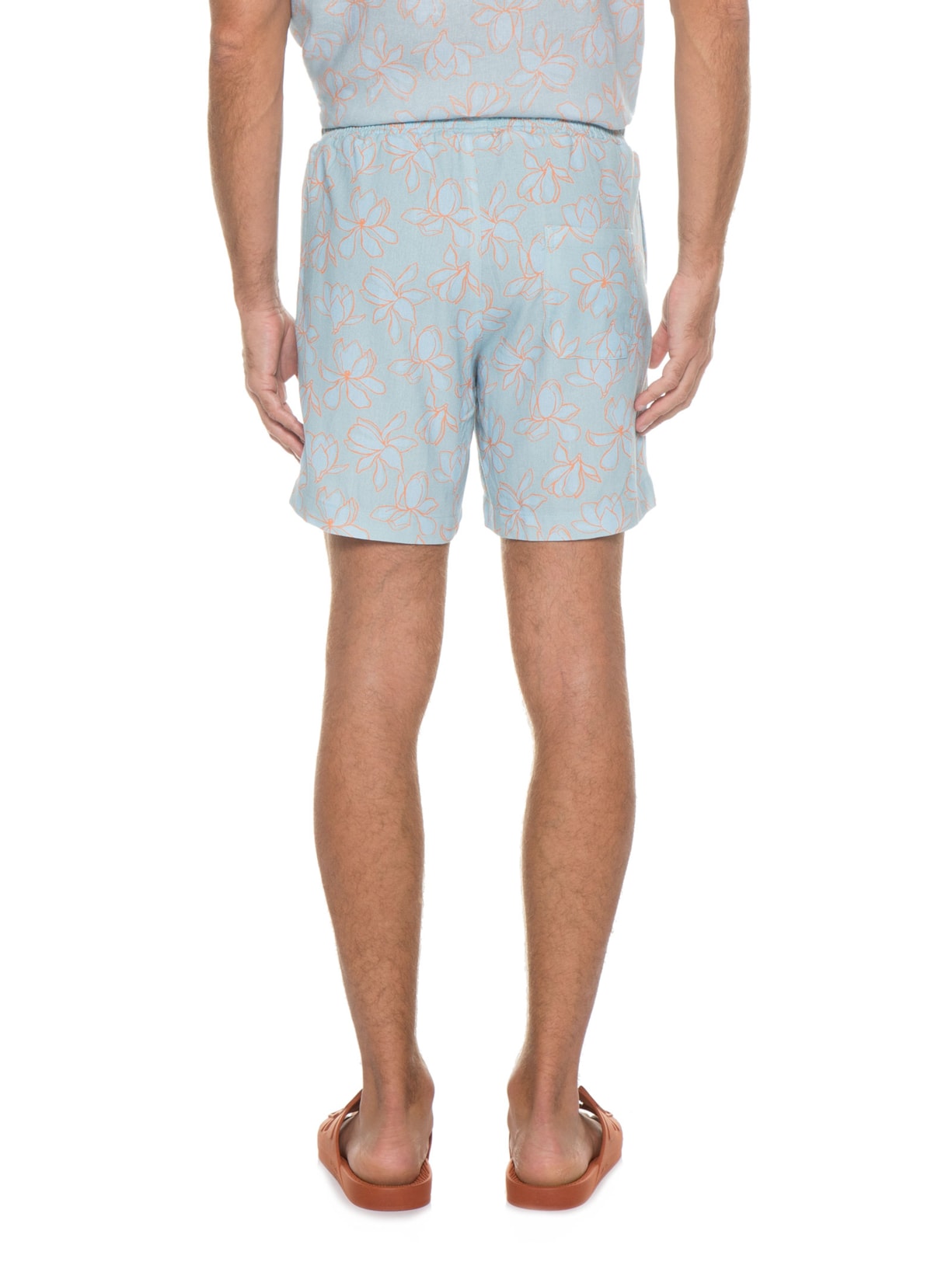 Short Masculino Viscolinho Estampado Azul Barche