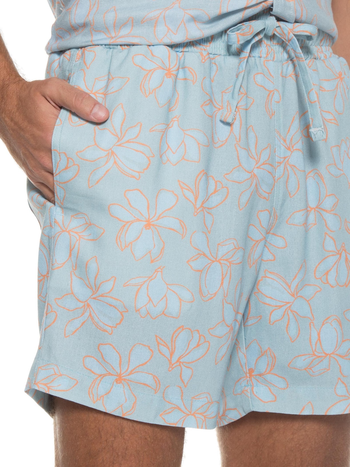 Short Masculino Viscolinho Estampado Azul Barche
