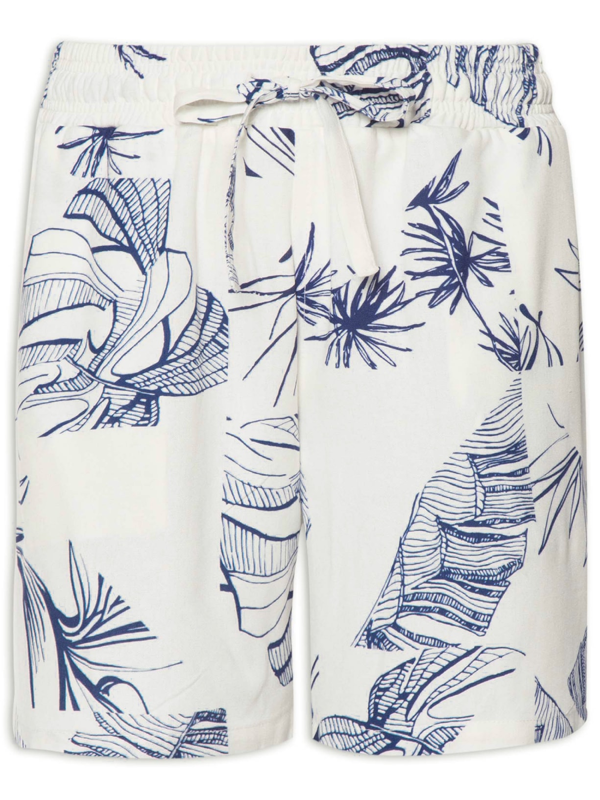 Short Masculino Viscolinho Estampado Azulejos Floral Azul Barche