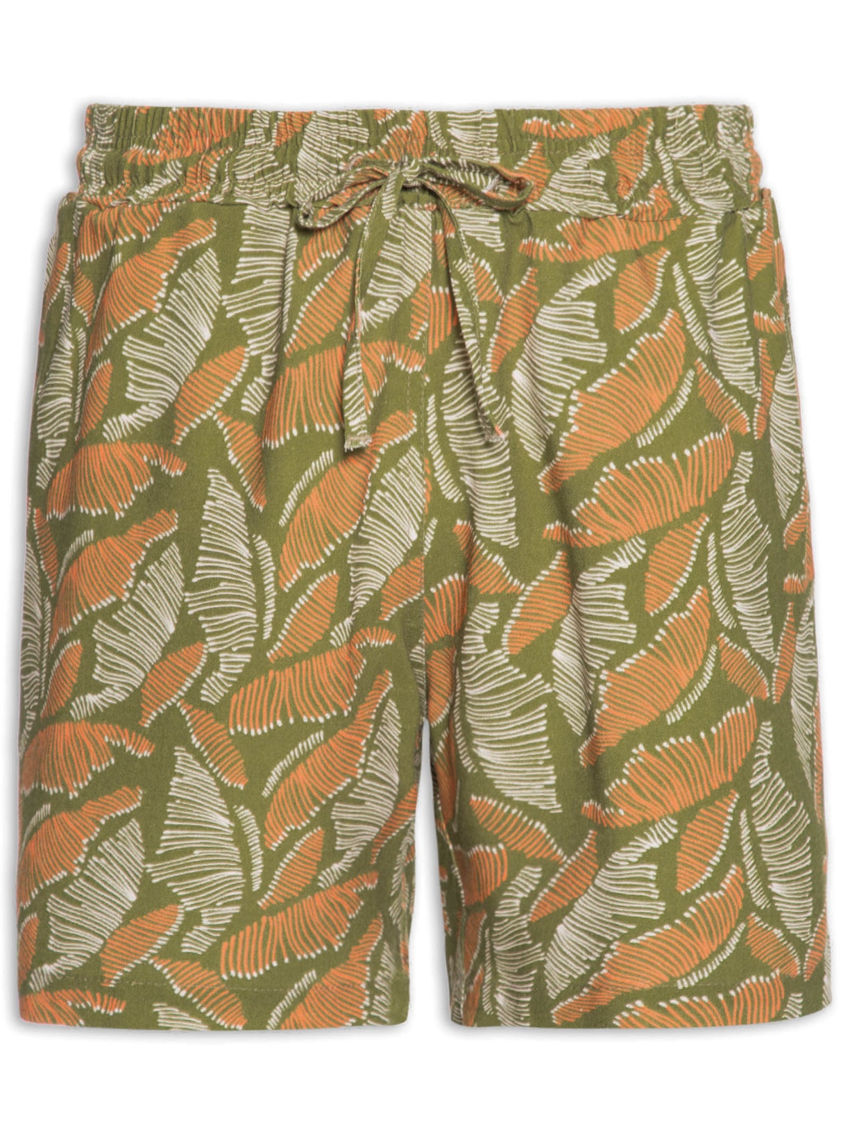 Short Masculino Viscolinho Estampado Folhas - Verde