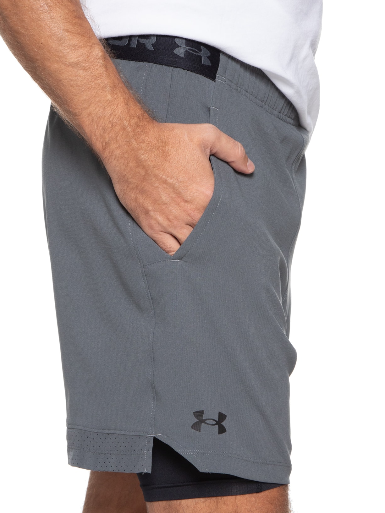Short Masculino Woven 2 Em 1 Cinza Under Armour