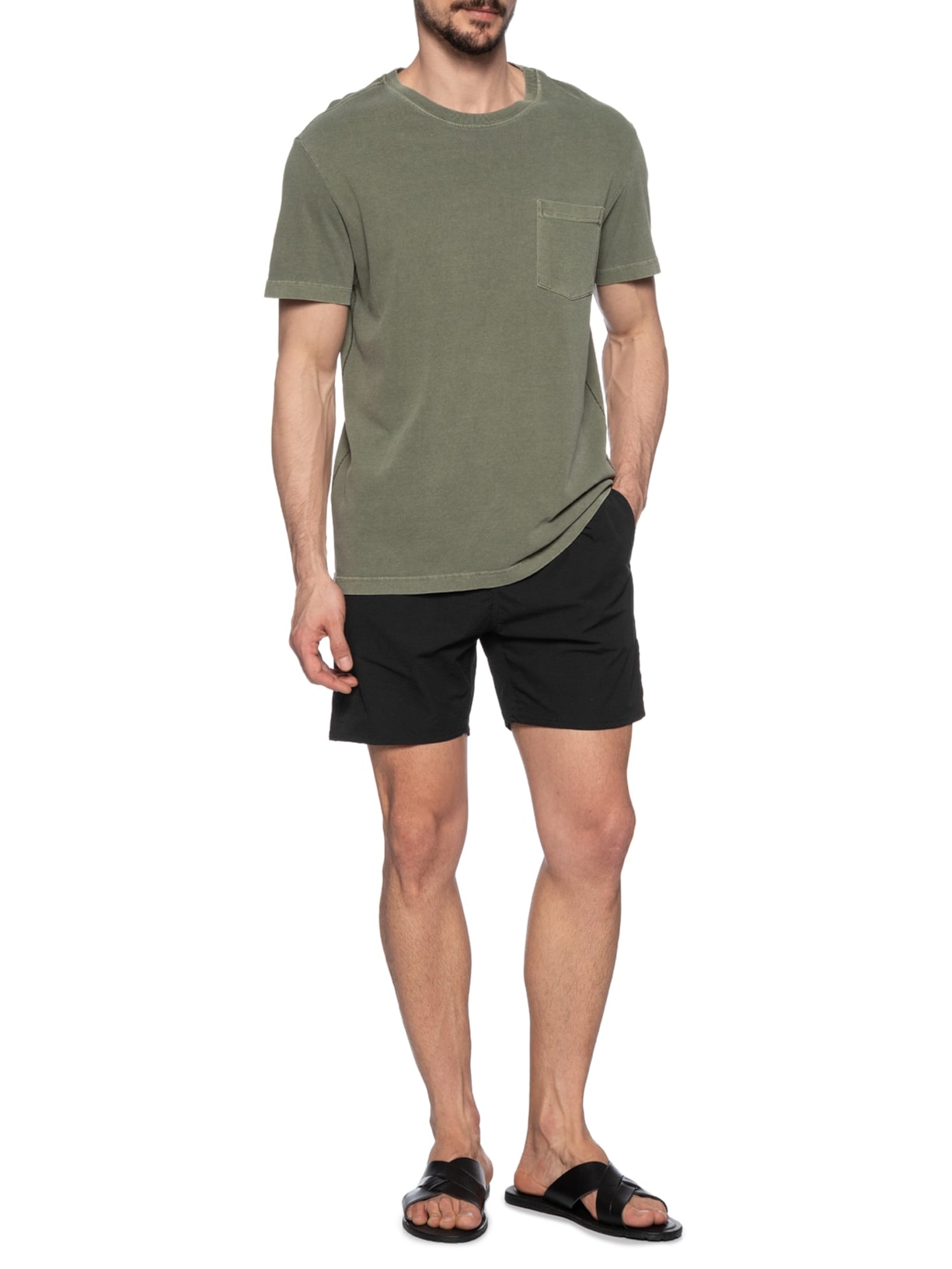 Short Praia Masculino Anarruga Liso Preto Sergio K