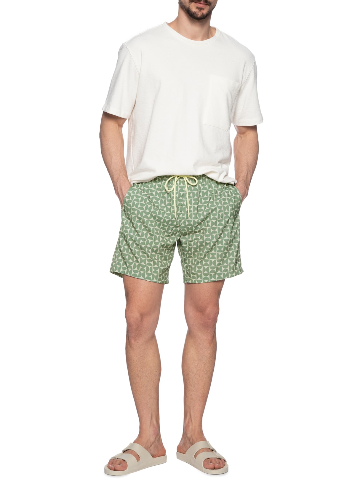 Short Praia Masculino Estampa Artsy Verde Sergio K