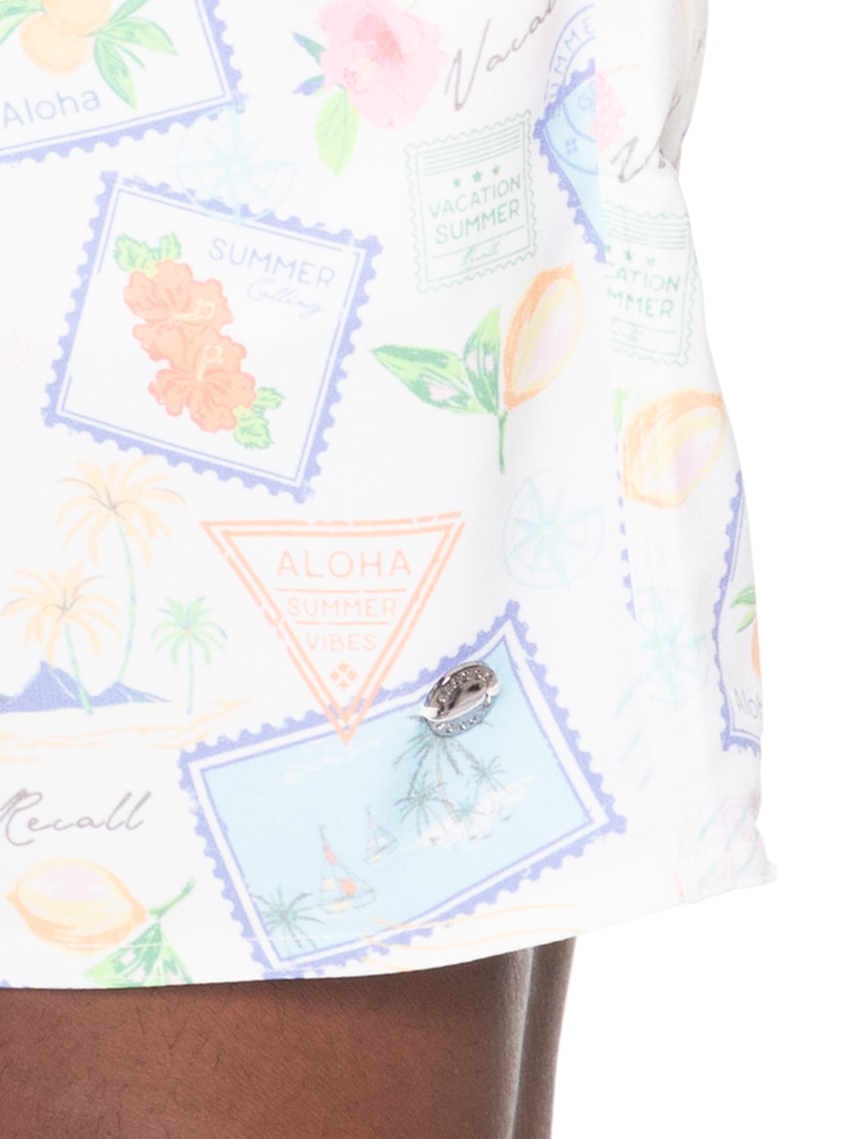 Short Praia Masculino Estampa Selos Branco Sergio K