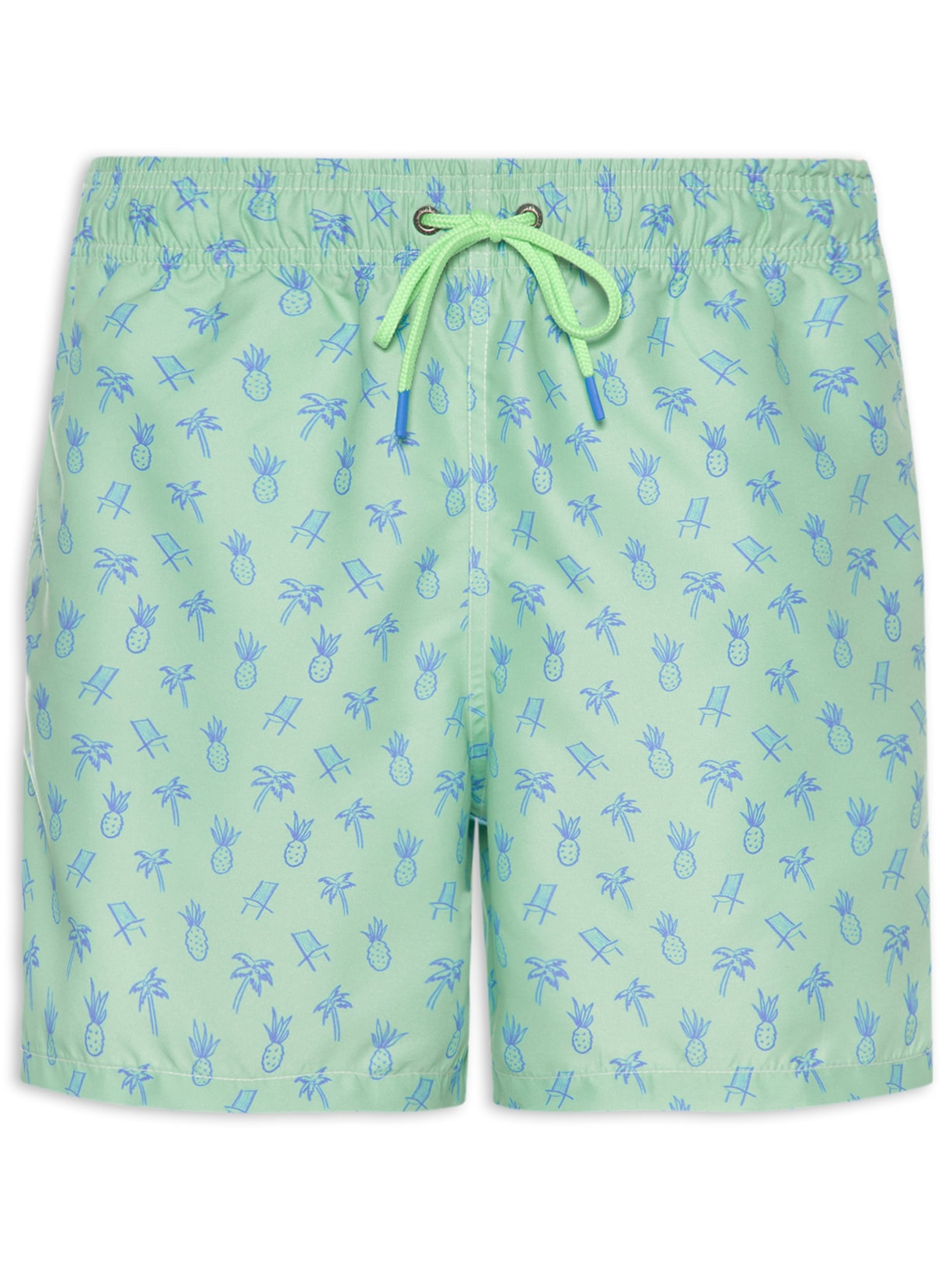 Short Praia Masculino Estampado Férias Verde Pineapple