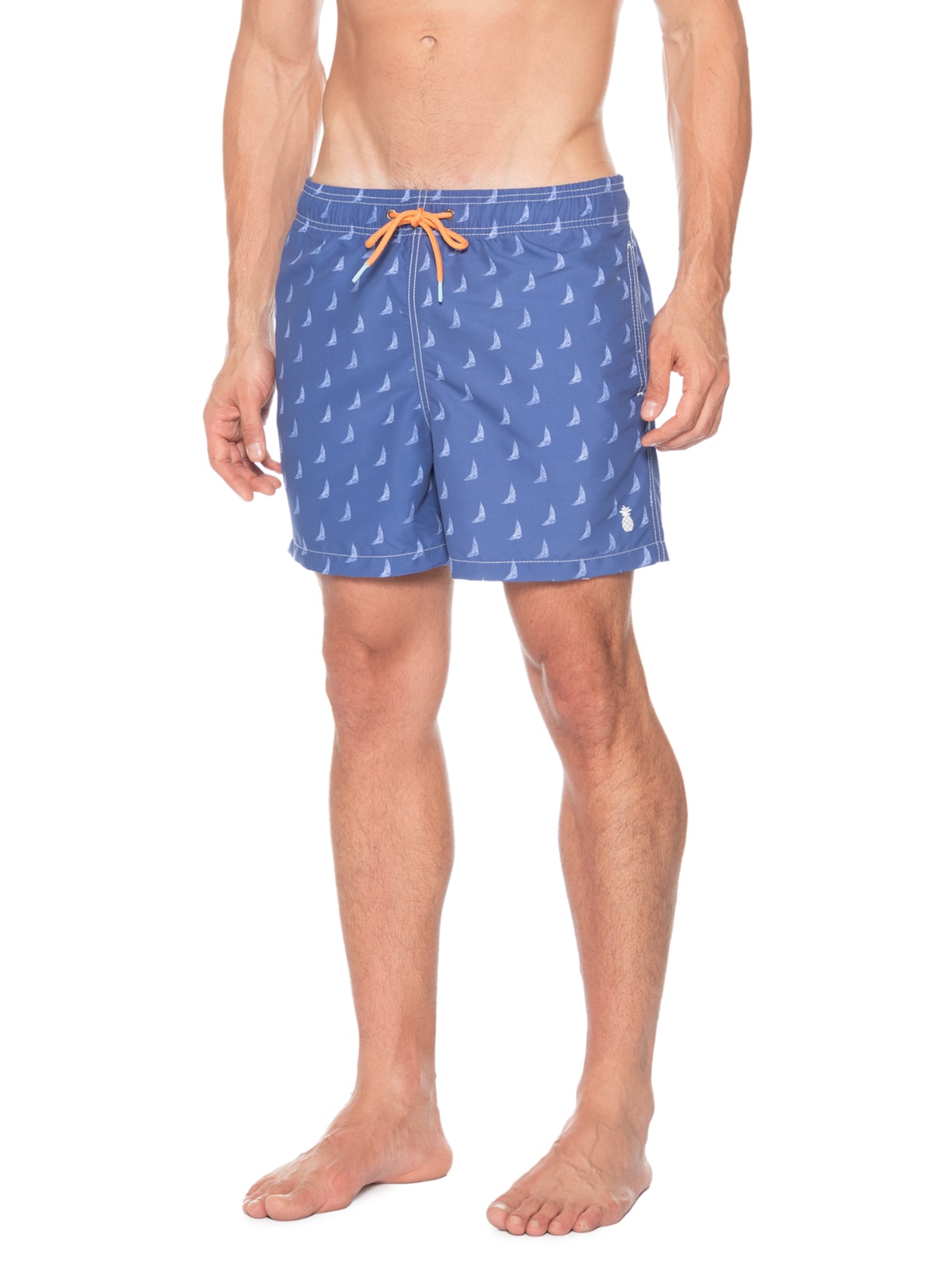 Short Praia Masculino Estampado Pine Veleiro Azul Pineapple