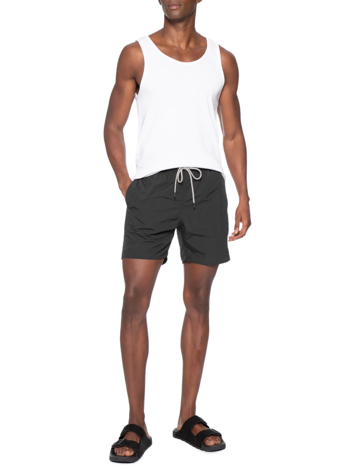Short Praia Masculino Gorgurão Poliamida Preto Sergio K