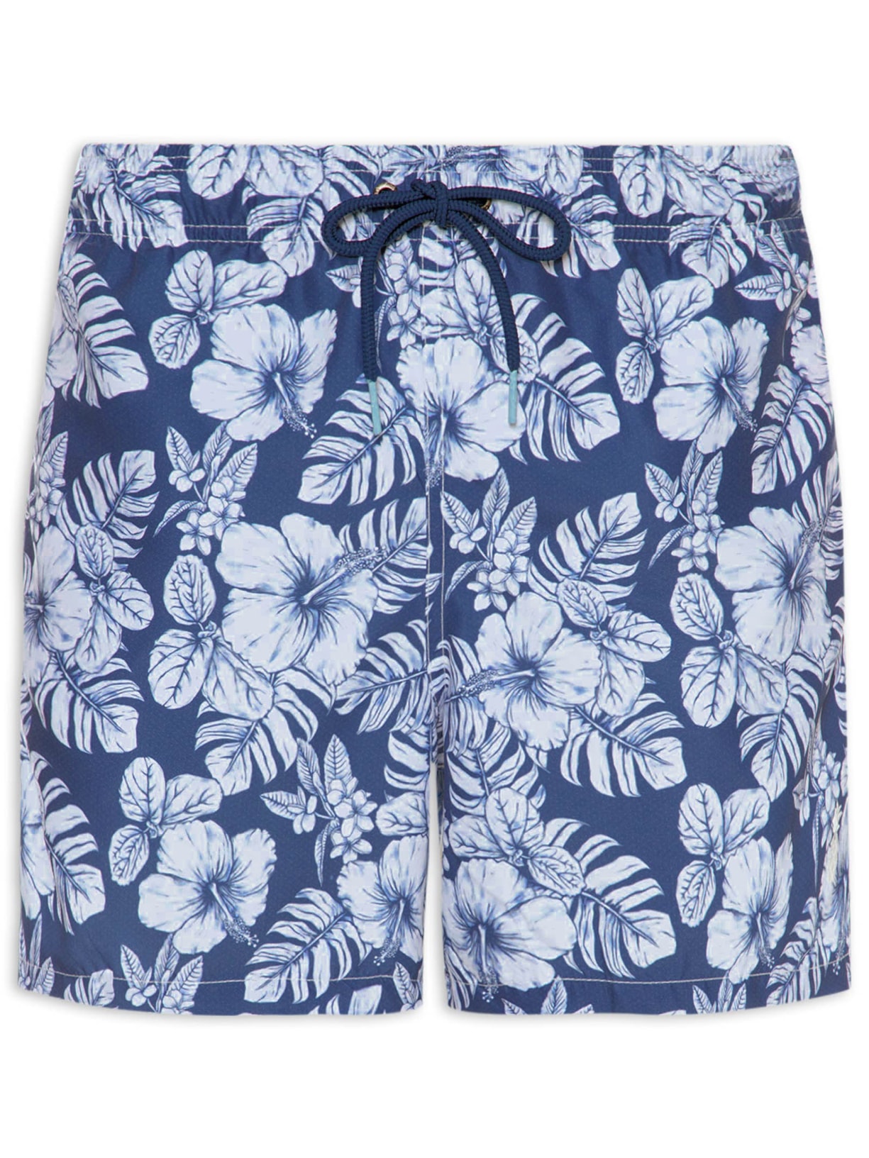 Short Praia Masculino Vintage Hibisco Azul Pineapple