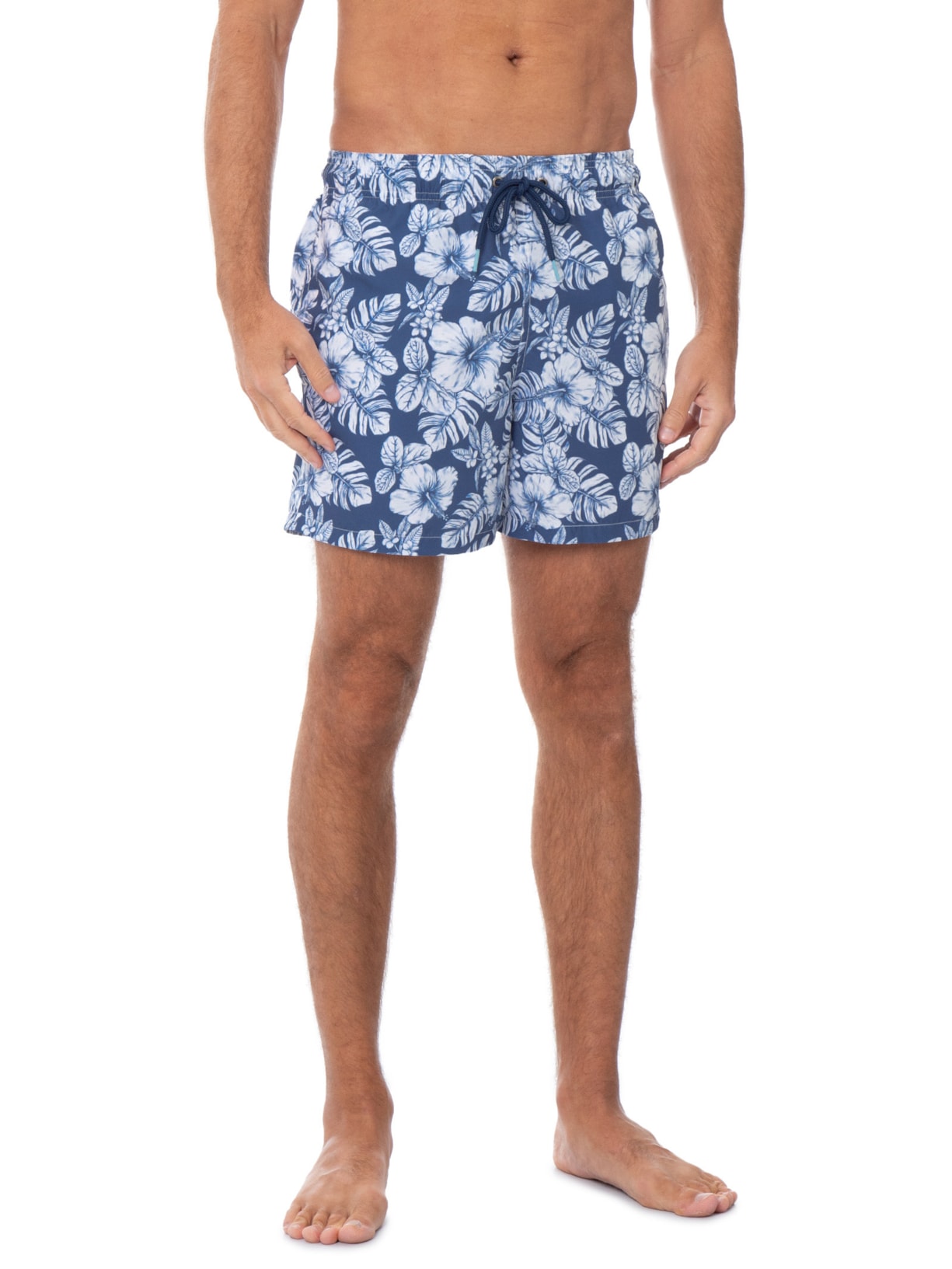 Short Praia Masculino Vintage Hibisco Azul Pineapple