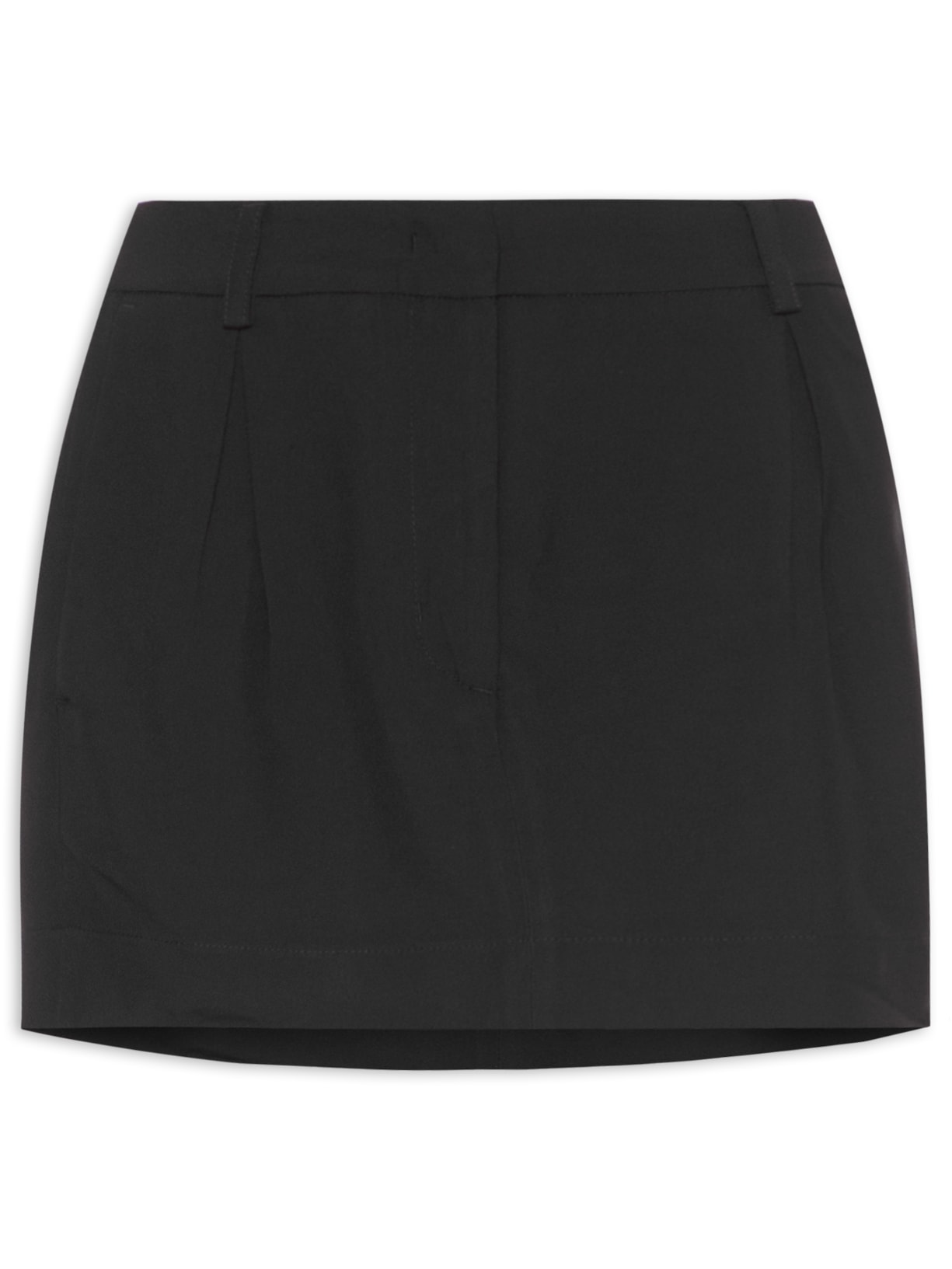 Short Saia Alfa De Crepe Nero - Preto