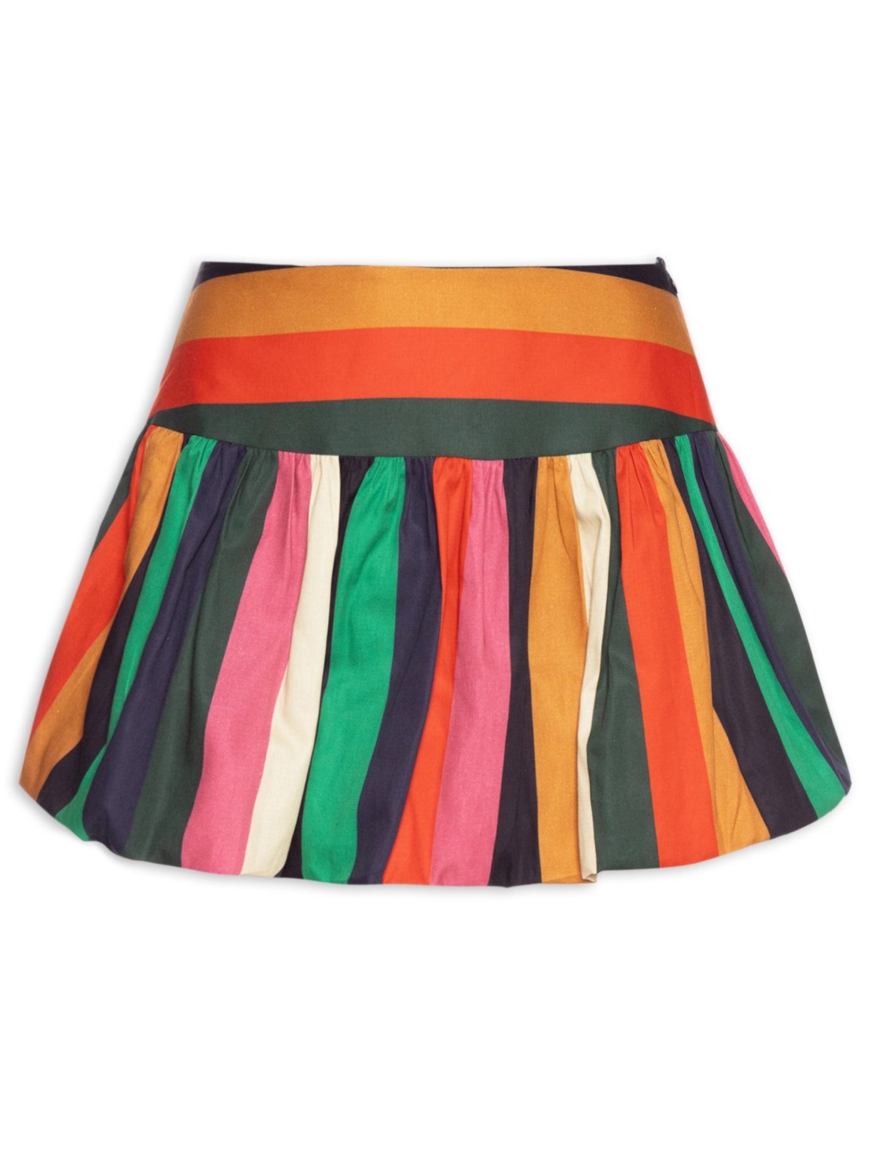 Short Saia Balonê Listra Onda De Cor - Rosa