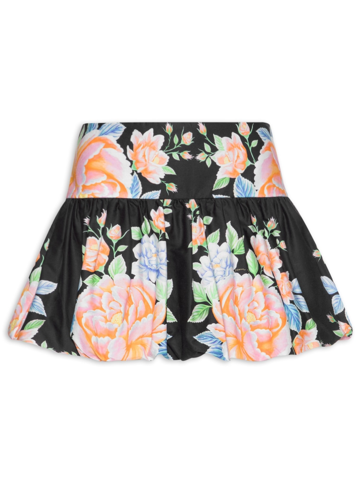 Short Saia Bolonê Floral Sofia - Preto