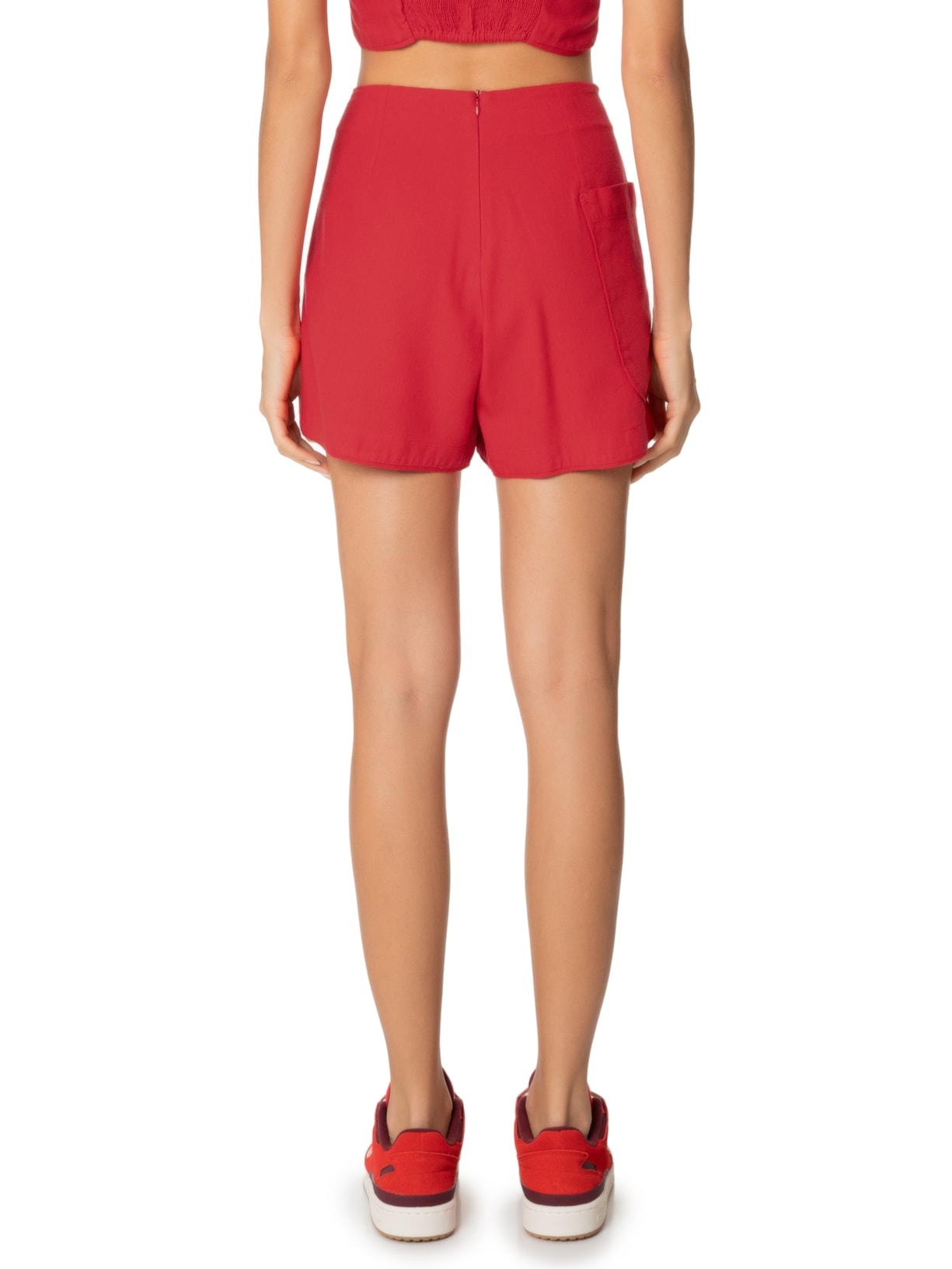 Short Saia Bolso Detalhe Vermelho Farm