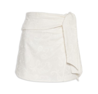 Short Saia Bordado Paisley - Branco