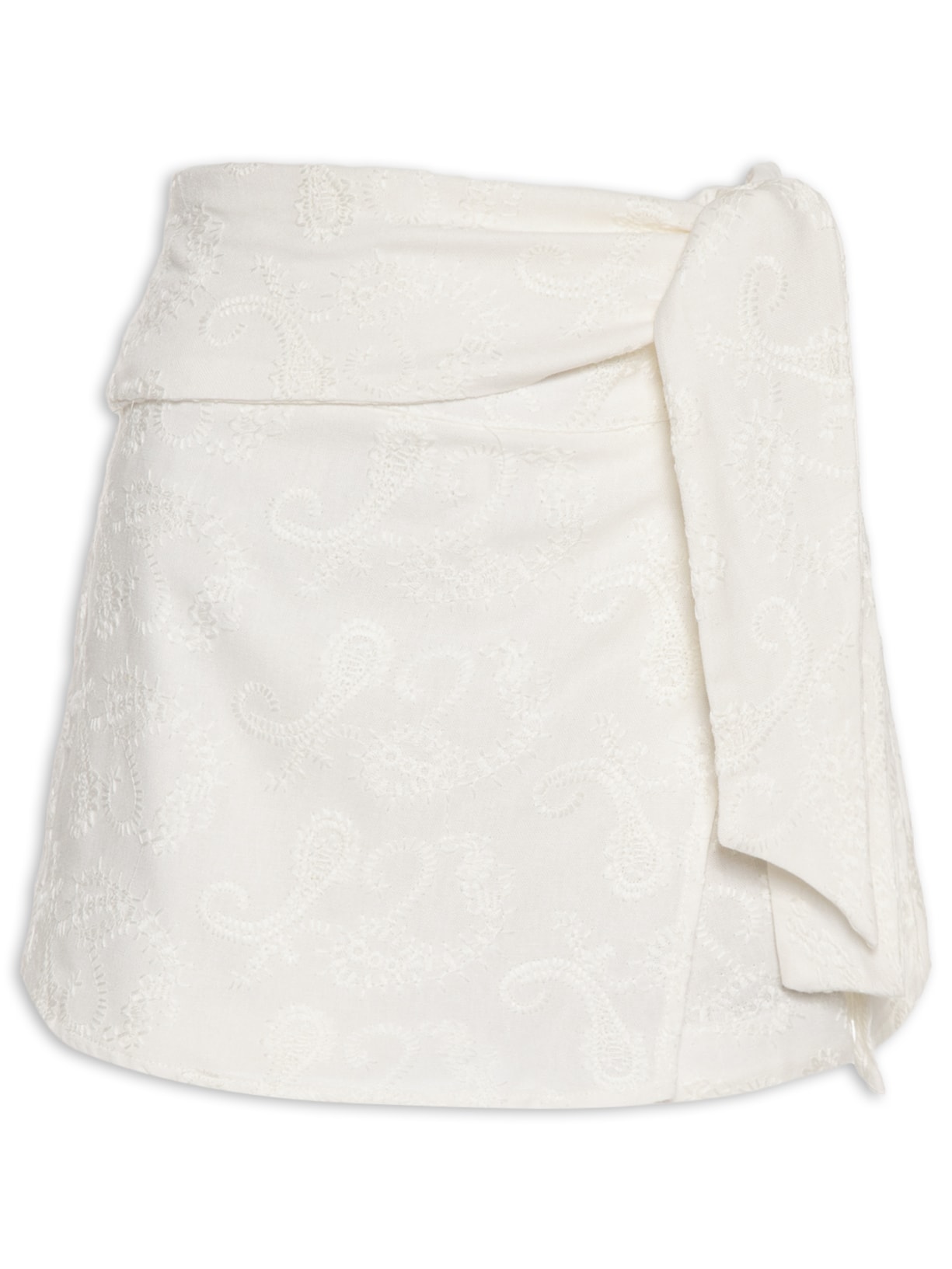 Short Saia Bordado Paisley - Branco