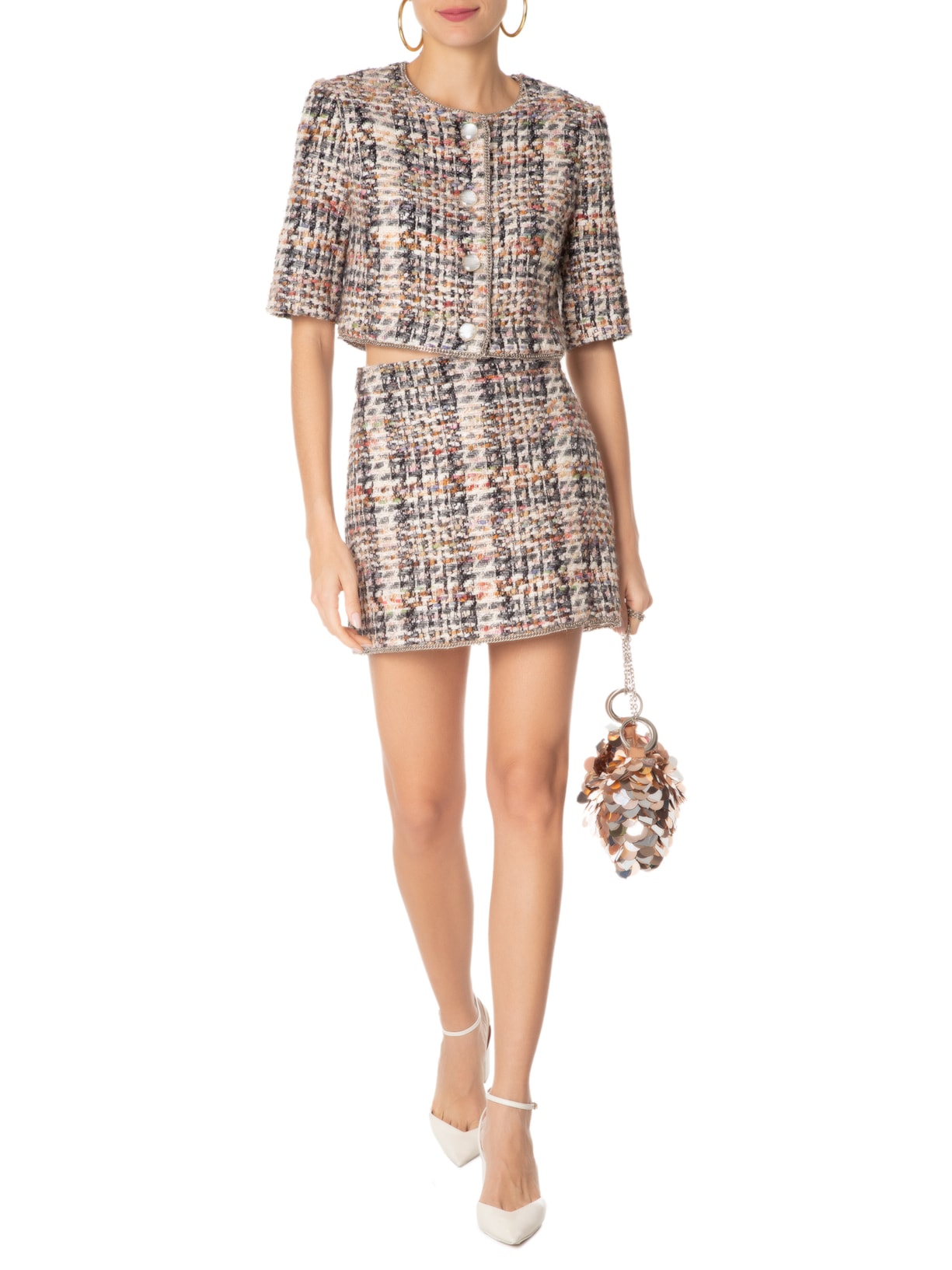 Short Saia Boucle Soul Stella Bege Nk