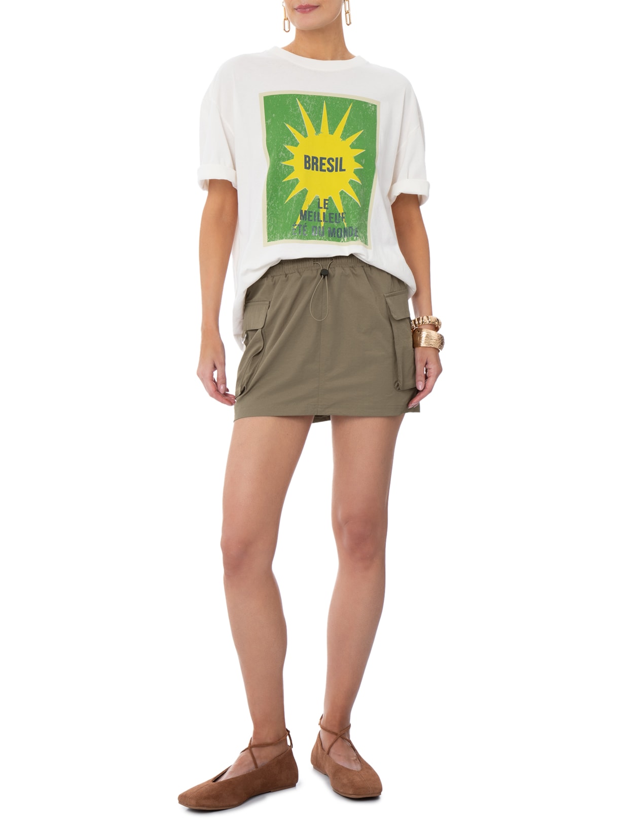 Short Saia Cargo Marrom Market 33