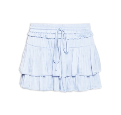 Short Saia Cintura Baixa Babados - Azul
