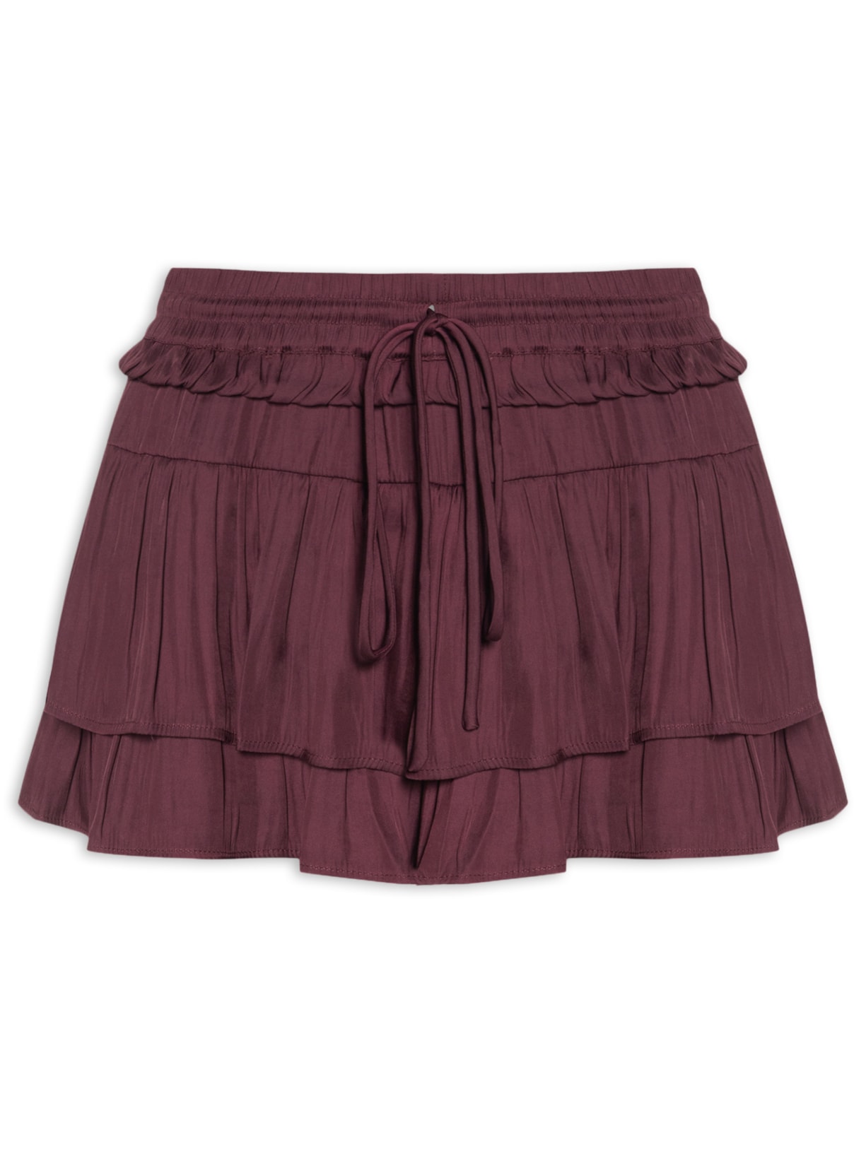 Short Saia Cintura Baixa Babados Roxo Farm