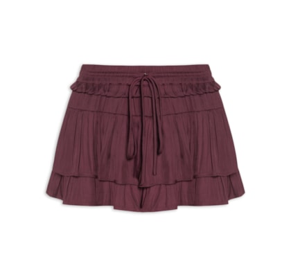 Short Saia Cintura Baixa Babados - Roxo