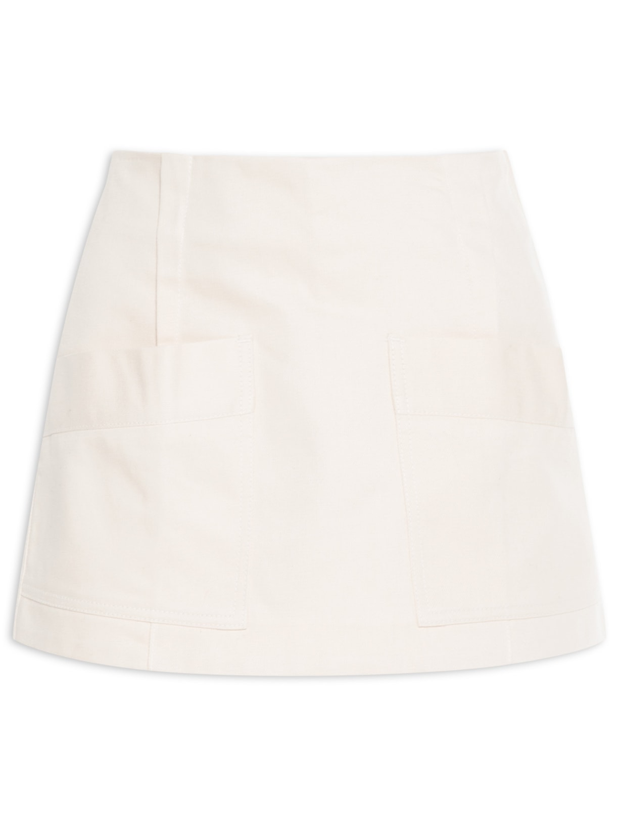 Short Saia Com Bolso Aplicado Risco - Bege