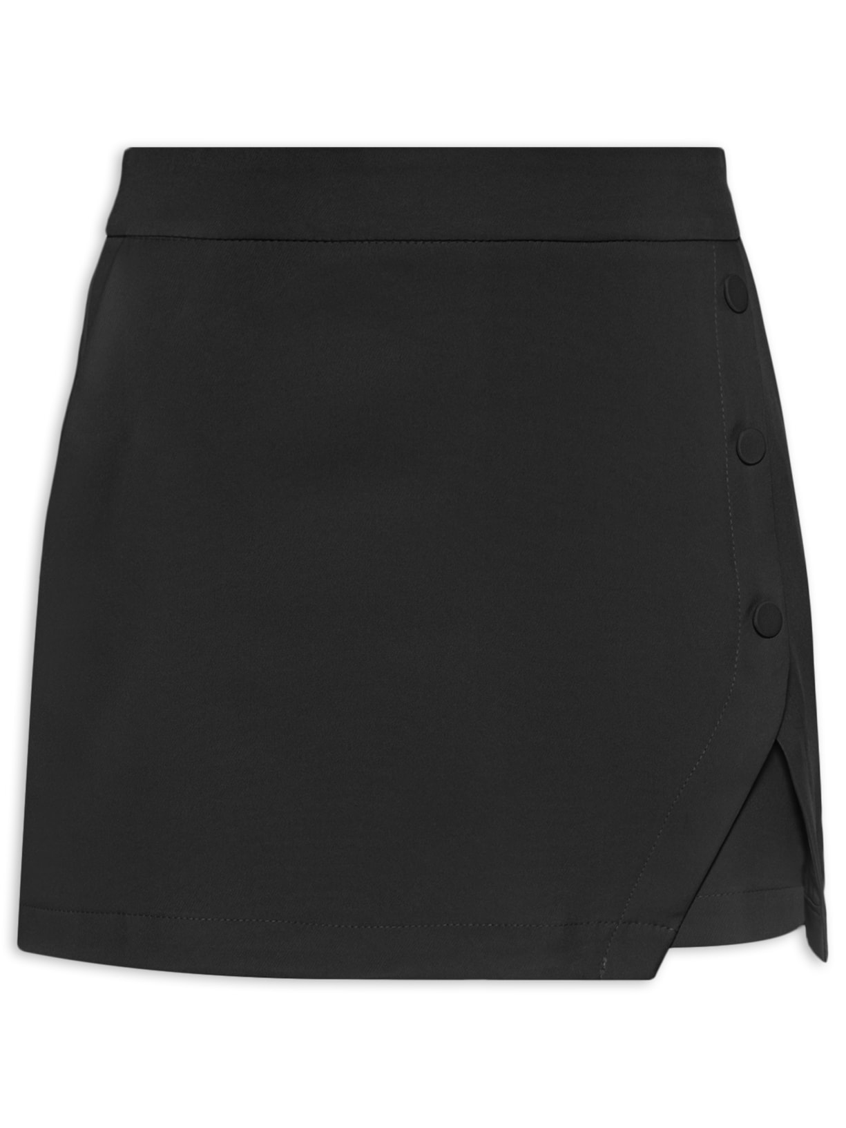 Short Saia Com Botões - Preto