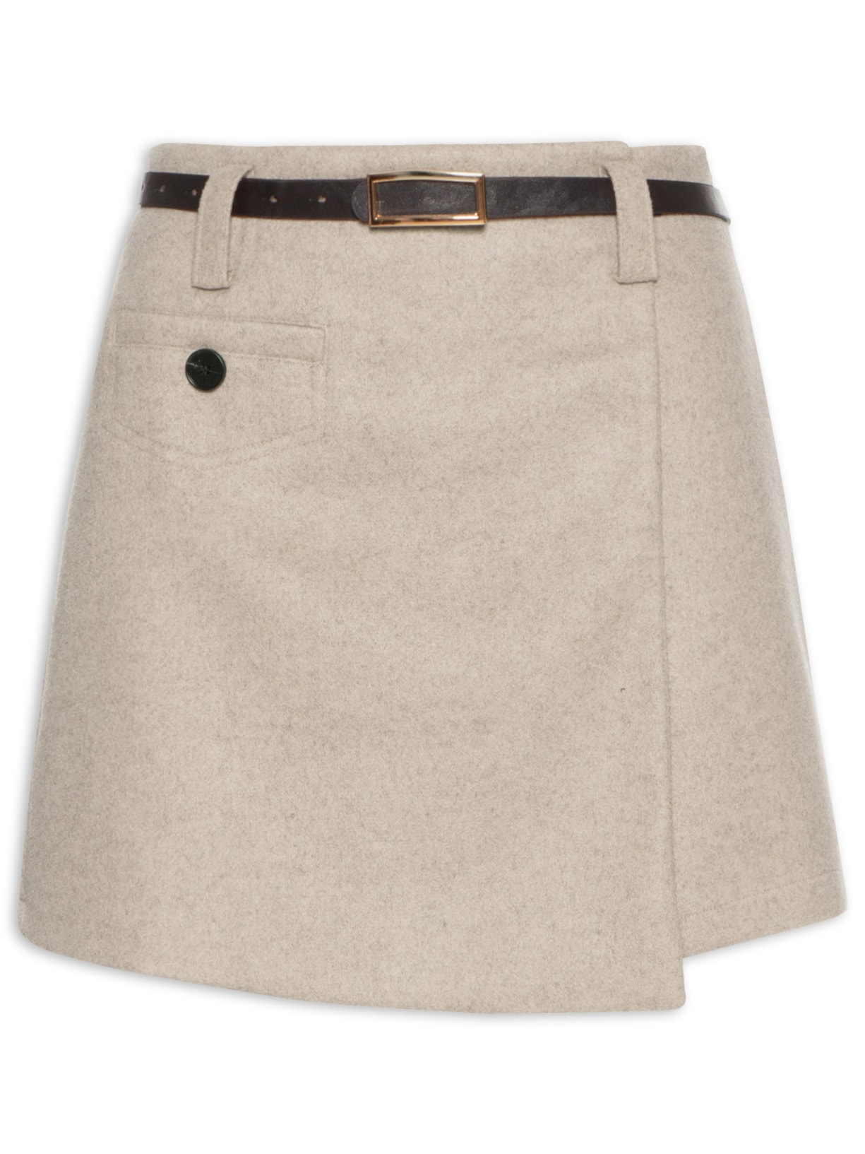 Short Saia Com Cinto Removível - Bege