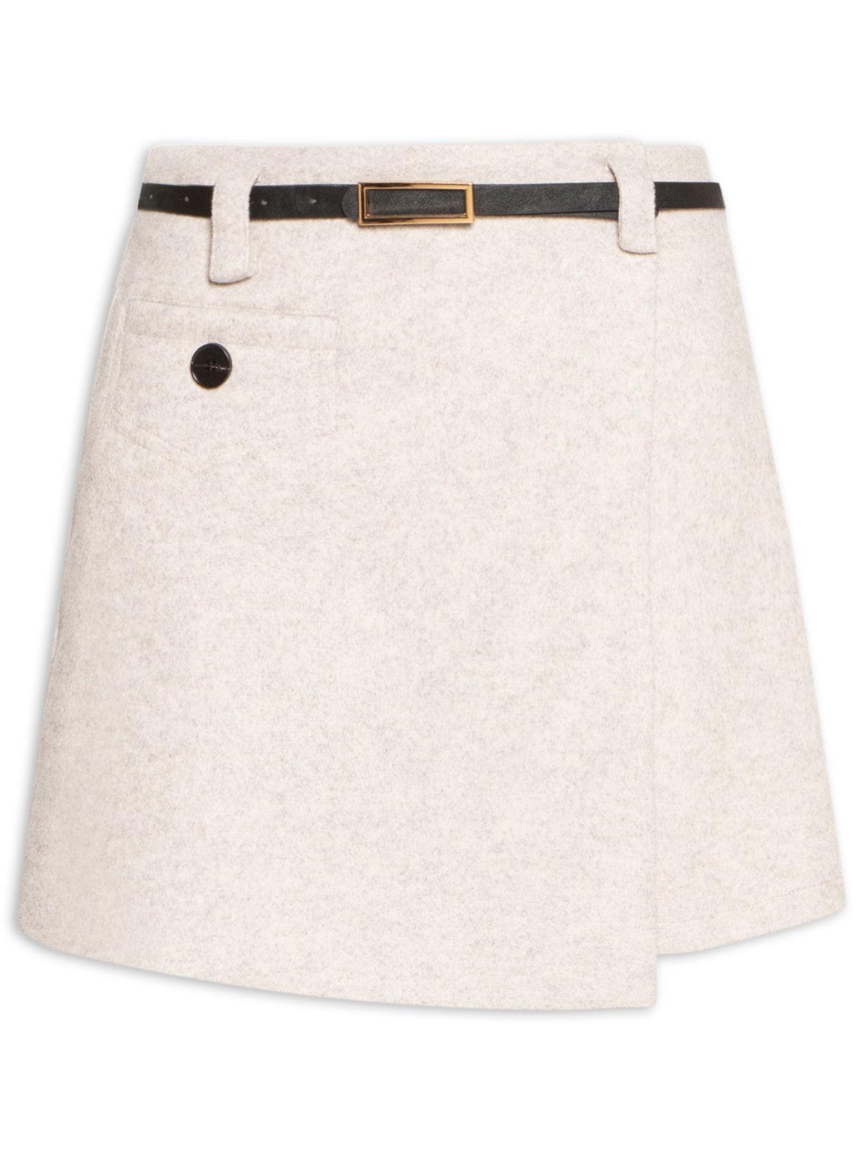 Short Saia Com Cinto Removível - Cinza