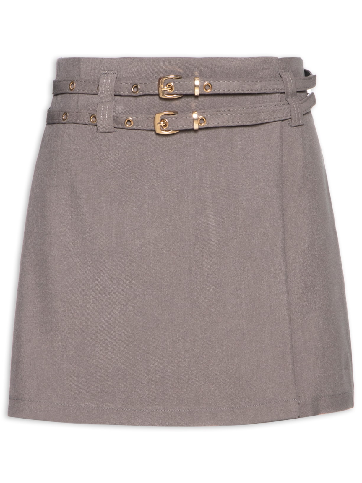 Short Saia Com Cintos - Cinza