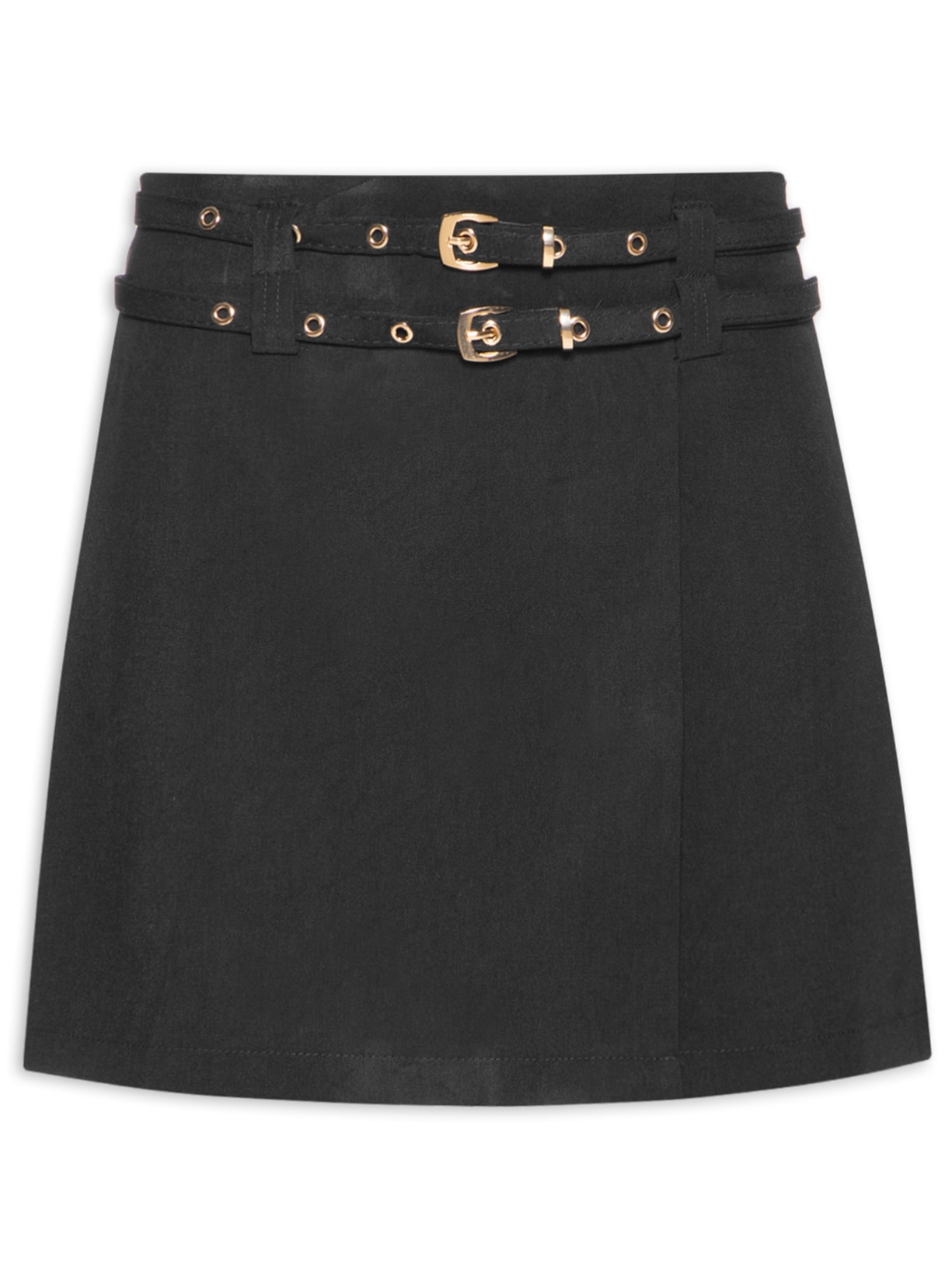 Short Saia Com Cintos - Preto