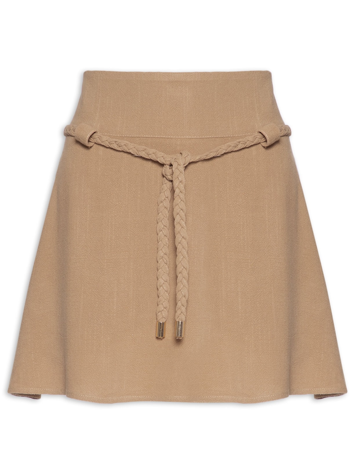 Short Saia Com Detalhe Trançado Bege Market 33