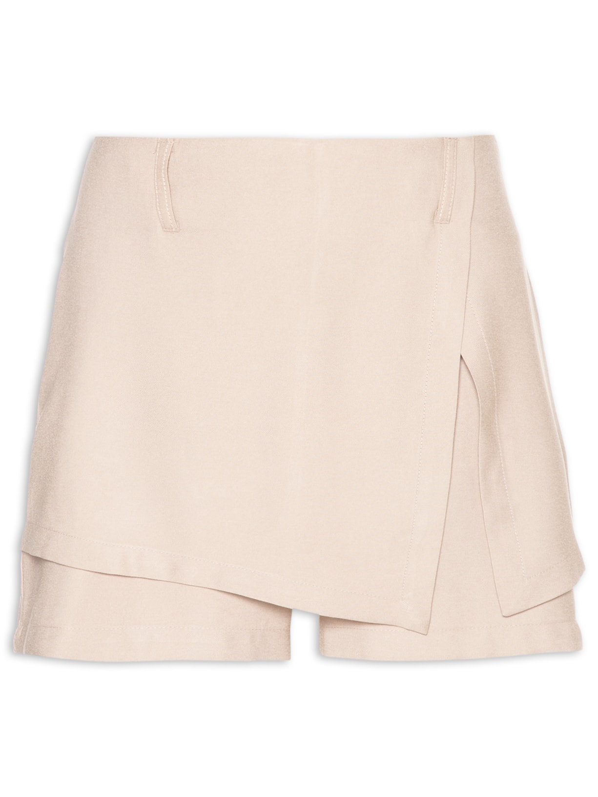 Short Saia com Sobreposição Bege Market 33