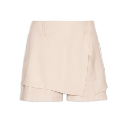 Short Saia com Sobreposição - Bege
