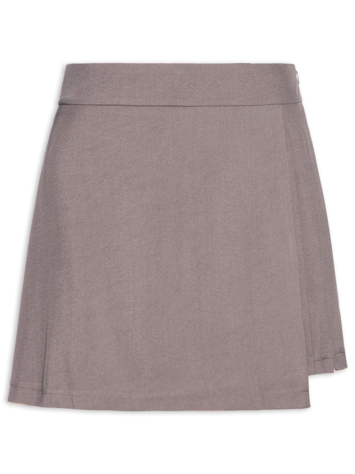 Short Saia Com Sobreposição - Cinza