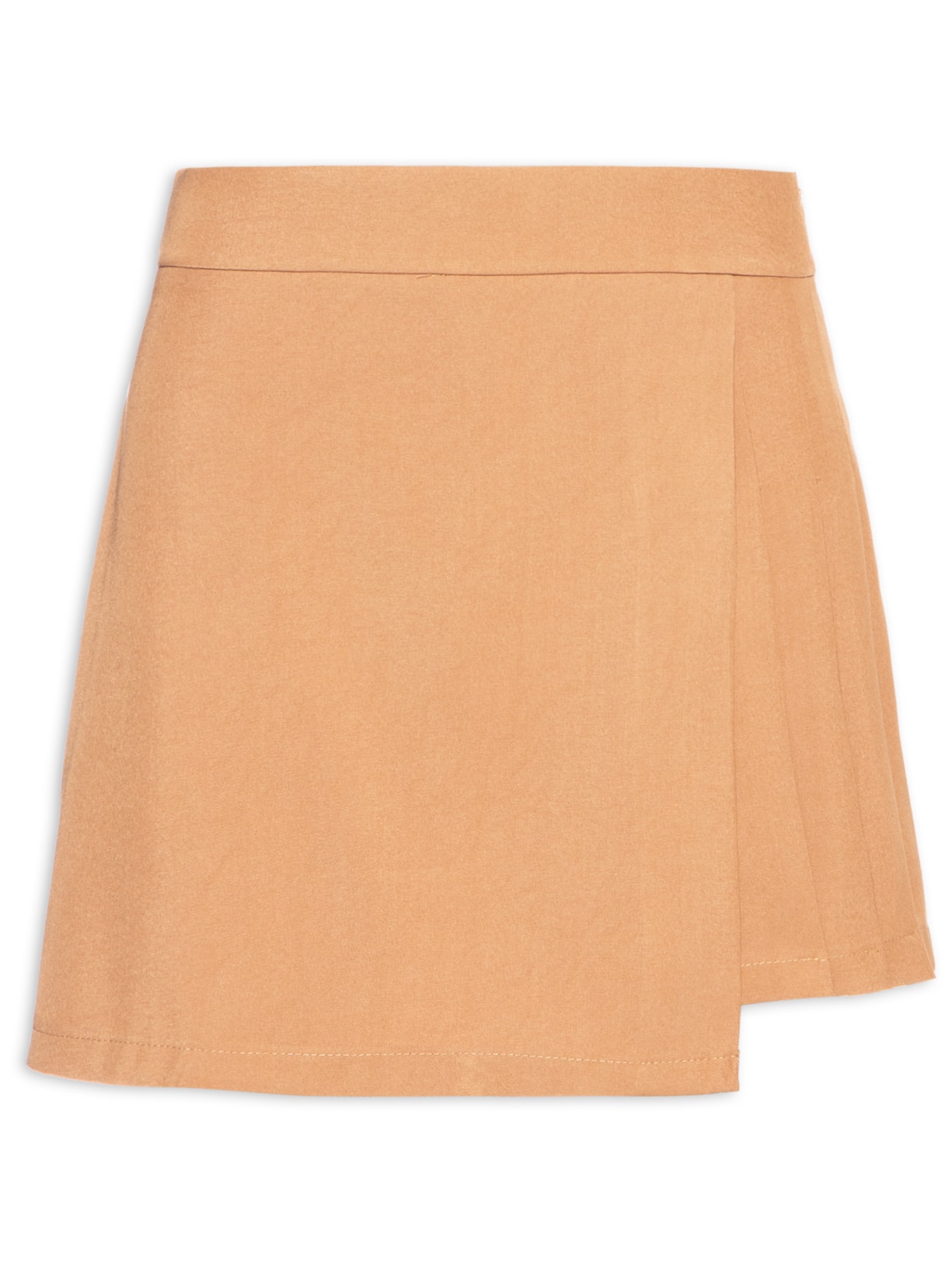 Short Saia Com Sobreposição - Marrom