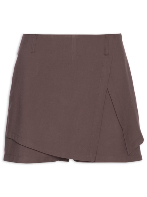 Short Saia com Sobreposição - Marrom