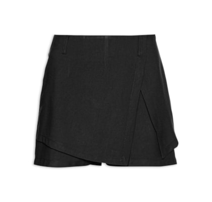 Short Saia com Sobreposição - Preto