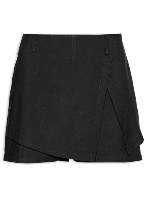 Short Saia com Sobreposição - Preto