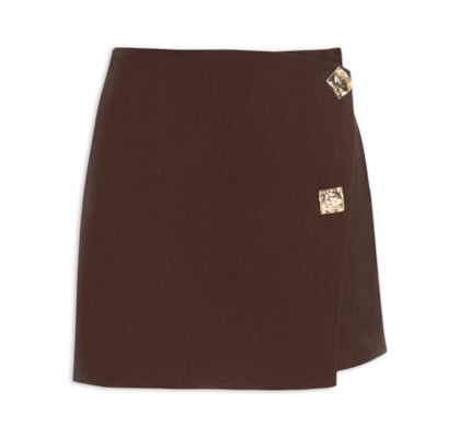 Short Saia Curta Transpassada - Marrom