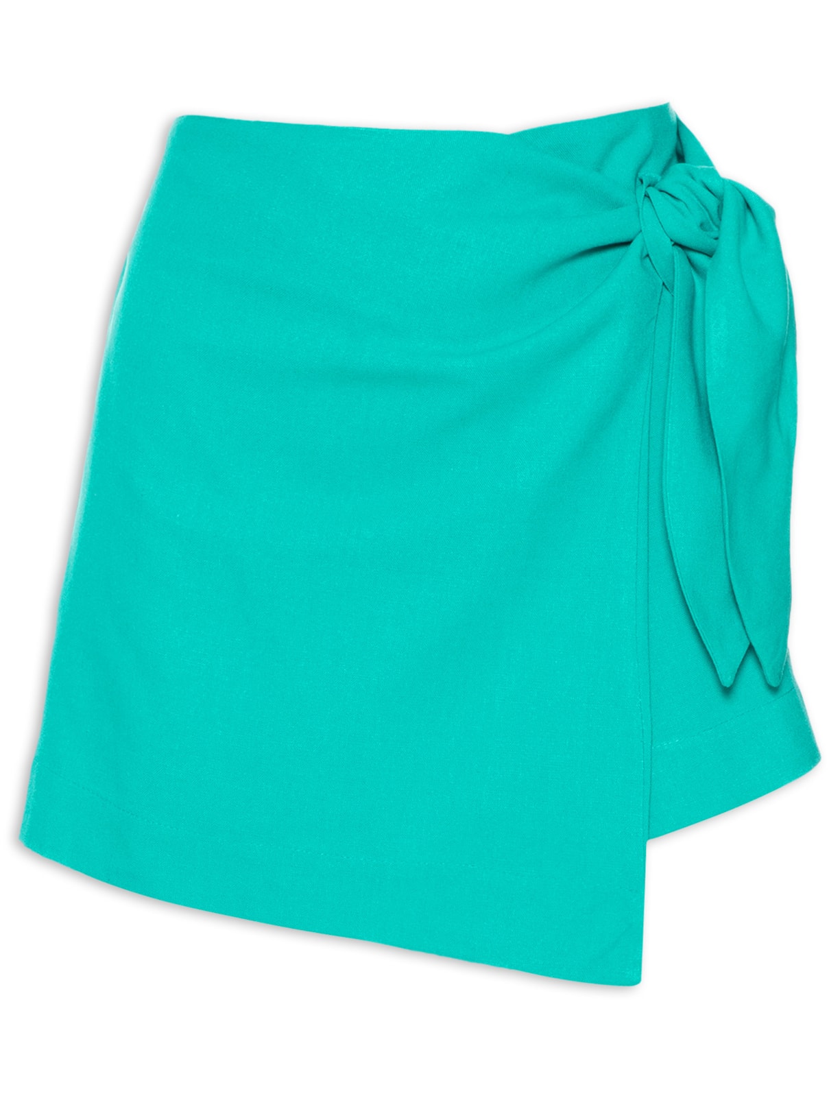 Short Saia Curto Linho Envelope Verde Dress To