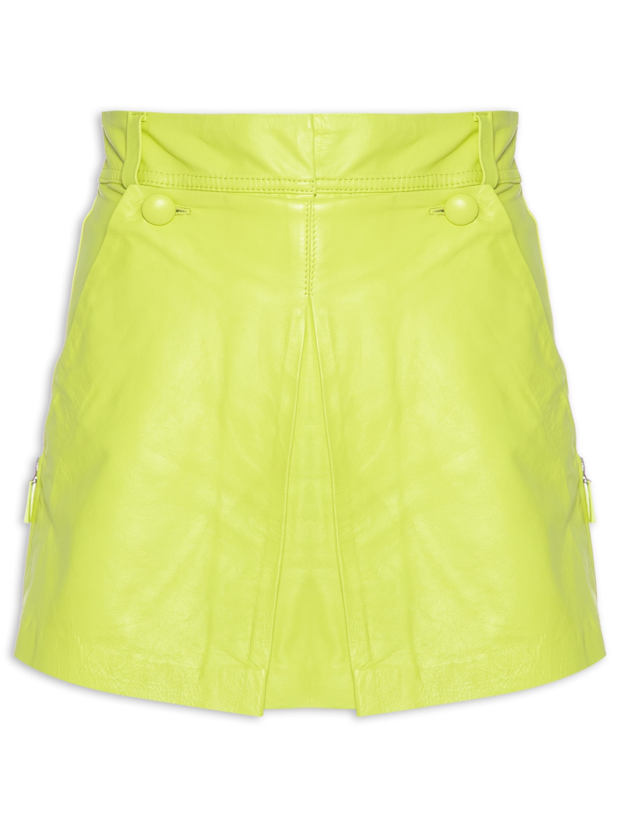 Short Saia De Couro Frente Destacável - Verde